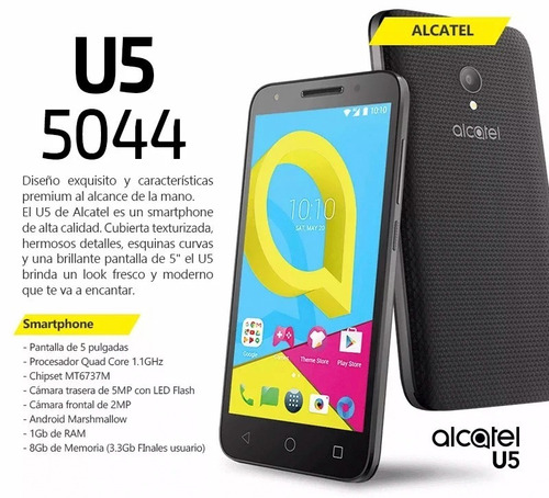 Celular Libre Alcatel U5 Quad Core Cam 5mpx 1gb Ram 4g Nuevo