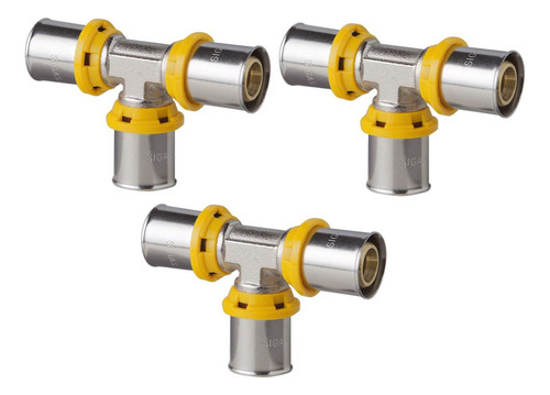 Te Para Gás Prensar 16x16x16 Sigasflex Tubo Pex Kit 3 Pçs