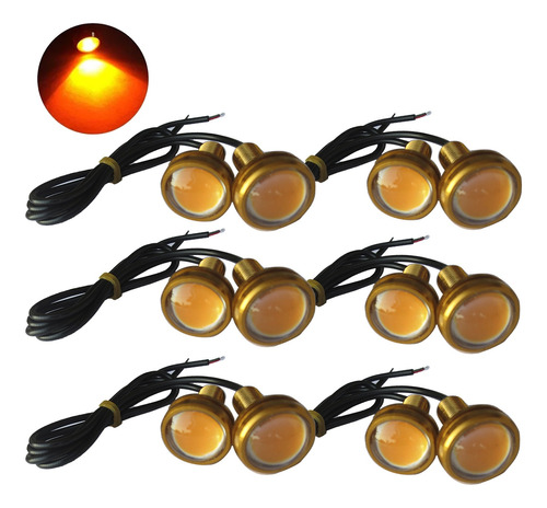 Pack De 12 Unidades Luces Led Ojo De Aguila 23mm Led Ambar