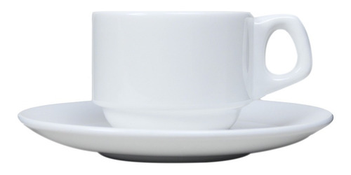 48 Tazas Y Platos Porcelana 220 Ml Restaurante Y Cafeteria Color Blanco