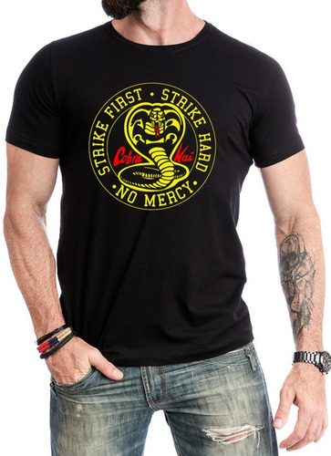 Camiseta Cobra Kai Karate Kid Camisa Preta Seriado No Mecy 