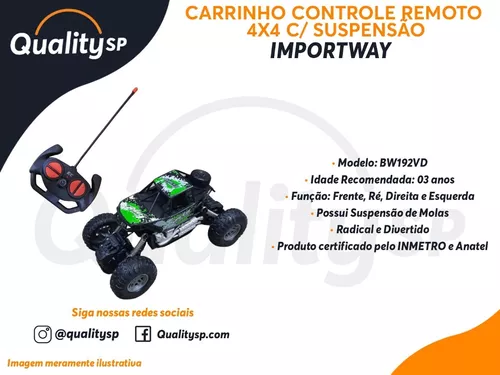 Carrinho Controle Remoto 4X4 Verde Bw192Vd - Importway - Carrinho de Controle  Remoto - Magazine Luiza