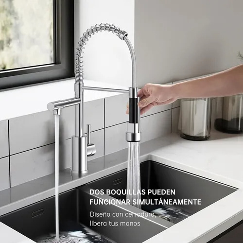 Grifo Monomando Fregadero Llave Flexible Acero Inoxidable