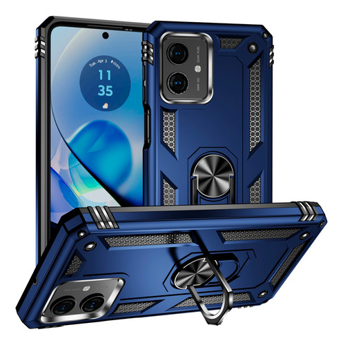 Protector Rígido Motorola Moto G54 Con Anillo Color Azul