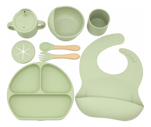 Set Alimentación Silicona Libre Bpa 8 Piezas Antideslizante