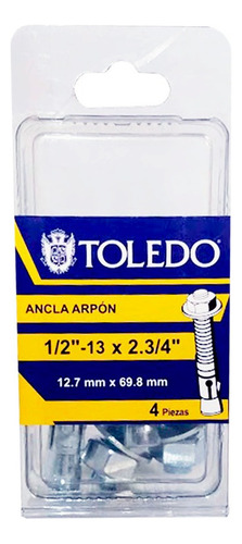 Ancla Arpón 1/2-13 X 2.3/4 4pz Toledo