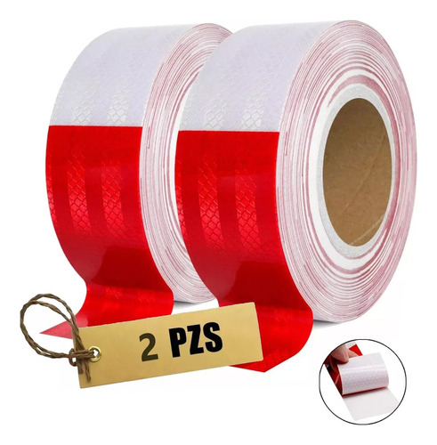 R 2 Piezas Rollo Cinta Reflejante Barricada Rojo Blanco 30m