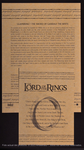 Espada Señor De Los Anillos Gandalf Glamdring Oficial United