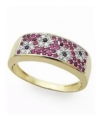 Extravasarjóias Anel Flor Com Rubis,diamates E Safira
