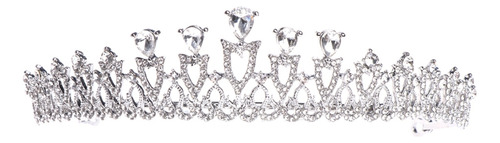 Tiara De Novia Con Forma De Corona De Cristal Y Plata Brilla