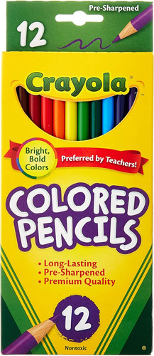 Lápices De Colores Largos Crayola, 12 Unidades, Paquete De 1