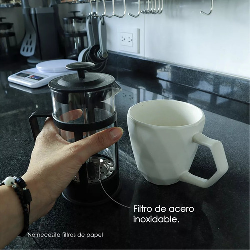 2 Pzas De Cafetera Prensa Francesa 350ml Vaso De Vidrio Color Negro