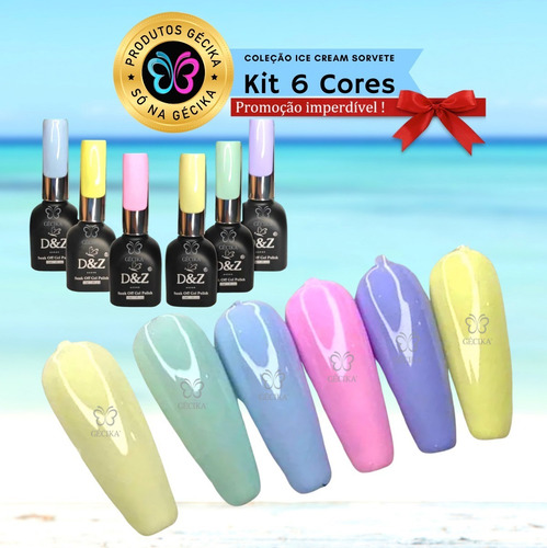 Imagem 3 de 7 de Esmaltes Em Gel Dez Coleção Kit Unha Seca Cabine Led Uv 12ml