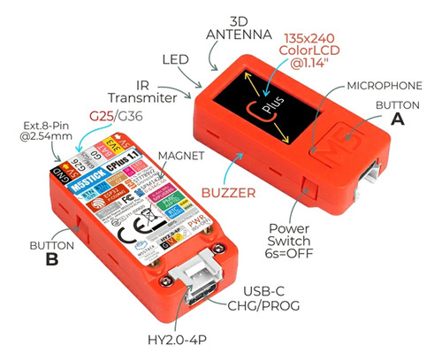 M5stack M5stickc Plus M5 Stick Esp32-pico O Axp192