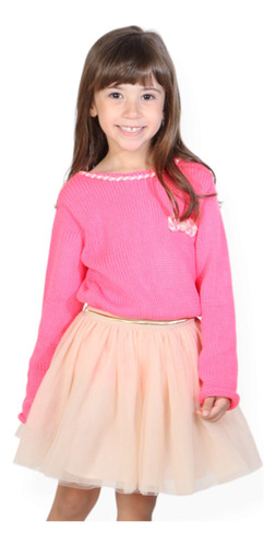 Tricô Infantil Menina Médio Laço 6 Ao 12 - Pink