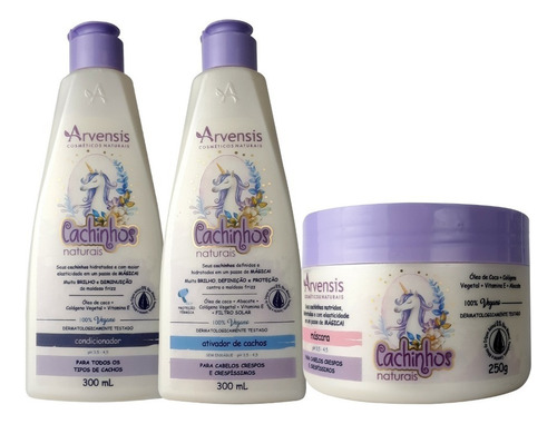  Kit Arvensis Cachos Infantil Cond.+mascara E Ativador Crespo