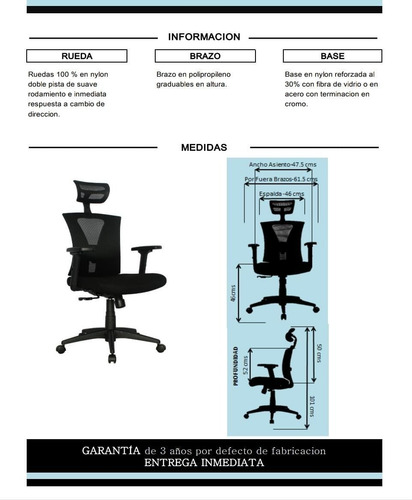 Imagen 7 de 8 de Silla De Oficina El Paujil Base Nylon