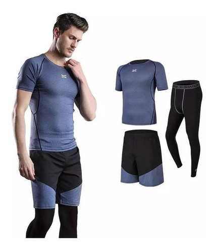 Set De Gimnasio Con Pantalones Cortos Sueltos, Licra Y Camis