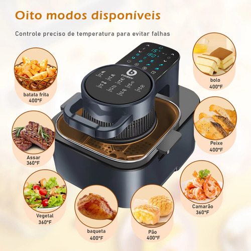 Fritadeira Air Fryer Grande Sem Óleo Ecrã Digital Lcd 8l