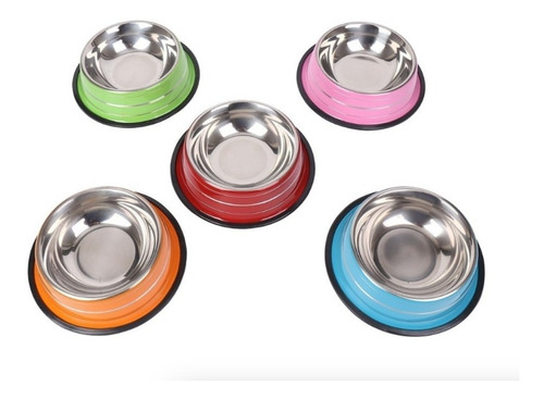 Plato Comedero Aluminio Grande Colores Para Mascotas Perros