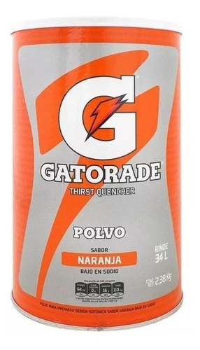 Gatorade En Polvo Grande Naranja Rinde 34 Lts 2.38 Kilos