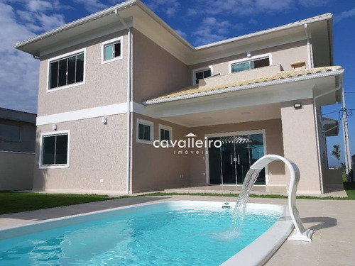 Casa De Luxo Em Cond. Próximo Ao Centro, 5 Quartos, Piscina E Área Gourmet, 262 M² Por R$ 1.300.000 - Centro - Maricá/rj - Ca4217