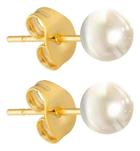 Aretes Pendientes Acero Inoxidable Color Oro Perla Mujer