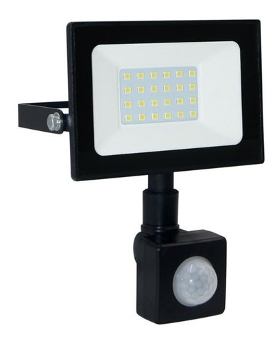 Reflector 20w Luz Fria Negro Con Sensor Halux