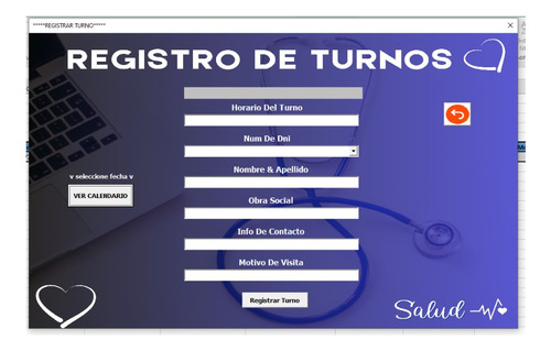 Sistema Excel Para Registro De Turnos Médicos