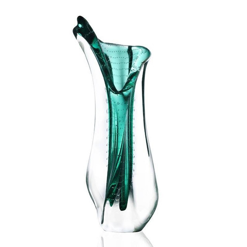 Vaso Cristal Murano Verde Esmeralda 54x22cm Sao Marcos 12x