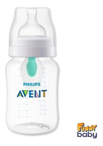 Botella anticólica Avent Classic de 260 ml con accesorio Airfree, color transparente NA