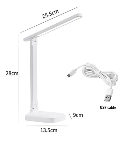 Lámpara De Mesa Táctil Led Recargable Con 3 Niveles De Luz