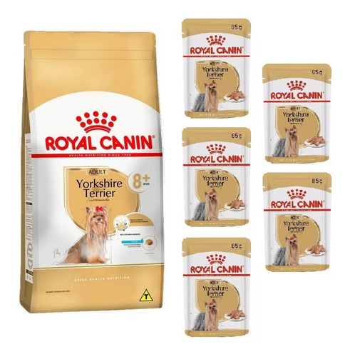 Kit Royal Canin Yorkshire Adult 8+ Ração 2,5kg E 5 Sachê 85g