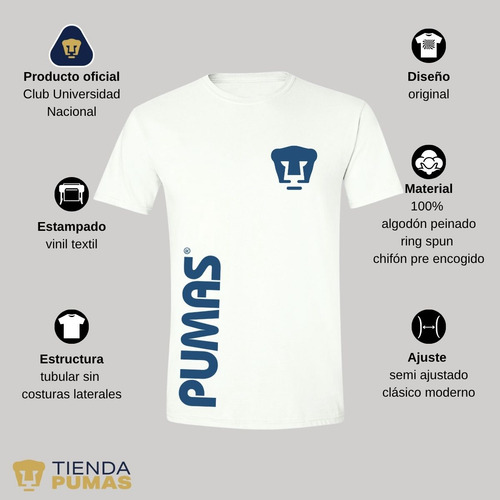 Playera Deportiva Hombre Pumas Unam Retro Azul Vinil