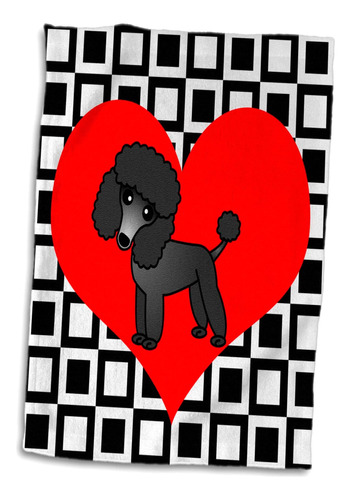 Toalla 3d Rose I Love Dogs Black Poodle Twl__1, 15 X 22
