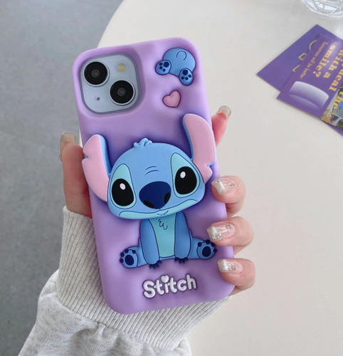 Funda De Stich Con Pop Para Iphone 15pro 15 Pro Importado Lila