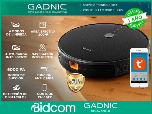 Aspiradora Robot Gadnic 3 Modos Trapeadora 200m2 App
