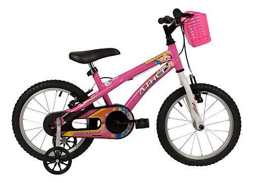 Bicicleta Athor Baby Aro 16 Com Rodinhas E Cestinha Rosa