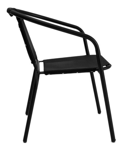 Combo Set Mesa + 2 Sillas Apilables Balcon Jardín Terraza Estructura Negro
