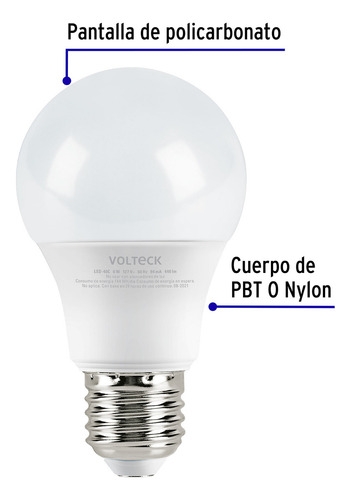 Foco Led T. Bulbo 6 W Luz Calida Voltech 46857