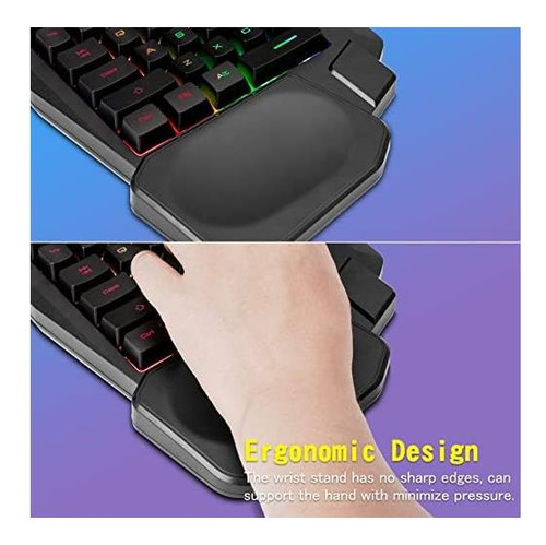Ratón C/ Medio Teclado P/ Una Mano Adaptador Usb Tipo C 4