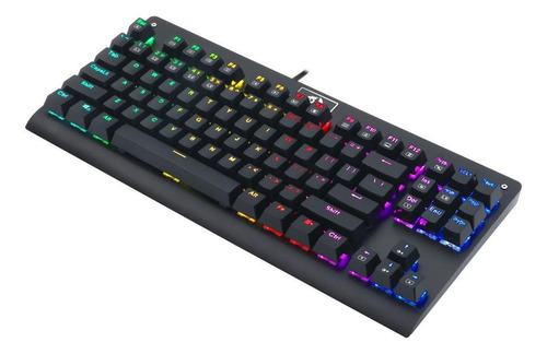 Teclado gamer Redragon Dark Avenger K568 QWERTY Outemu Blue português Brasil cor preto com luz RGB