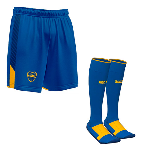 Short Boca Jrs Enrtenamiento + Par Medias Xeneize Azul Oro