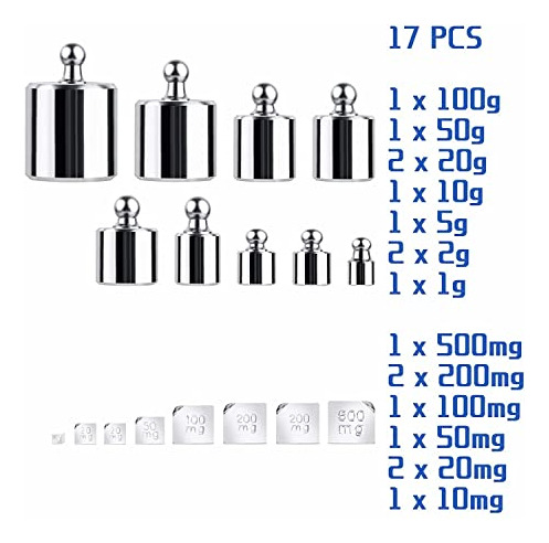 Kit De Pesas De Calibracin Gototop 17pzs 211.1g 10mg-100g Pa