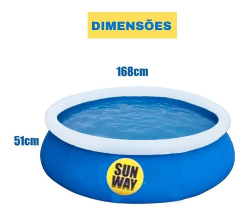Piscina Inflável redonda Sun Way ELP01001 de 168cm x 51cm 1000L azul caixa