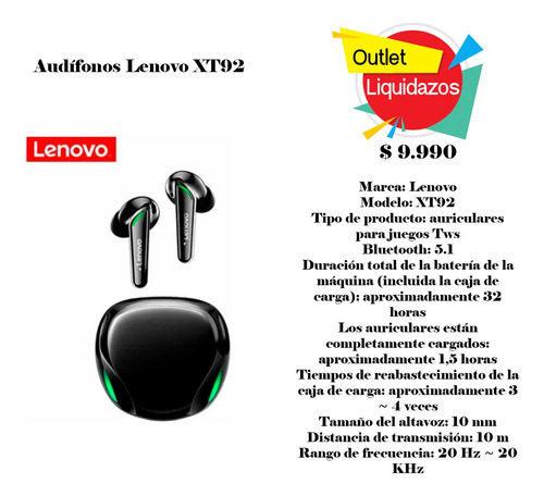 Audífonos Lenovo Xt92