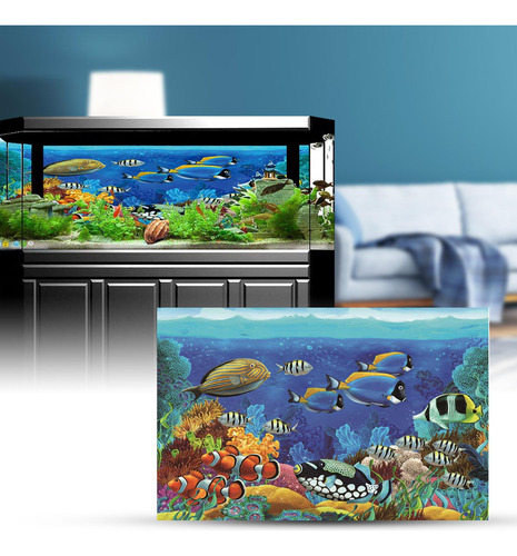 Adhesivo De Fondo De Acuario 3d Imagen De Paisaje 62x40cm