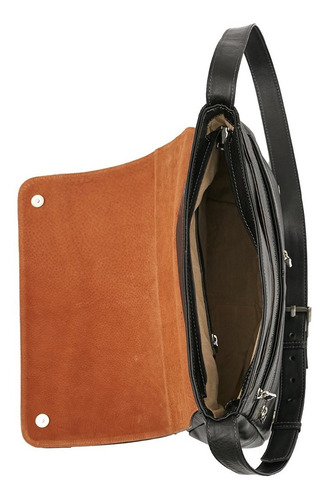 Morral Hombre Cuero Briganti Liso Moderno Acc61885 Color Negro
