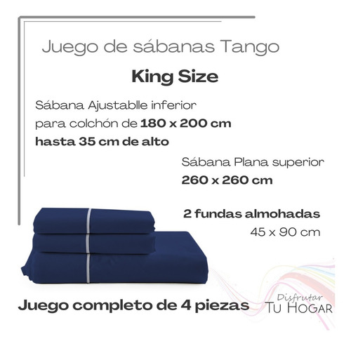 Imagen 4 de 8 de Sabanas King Size 1.80 X2 Mts Juego Euro Percal Tango Oregon