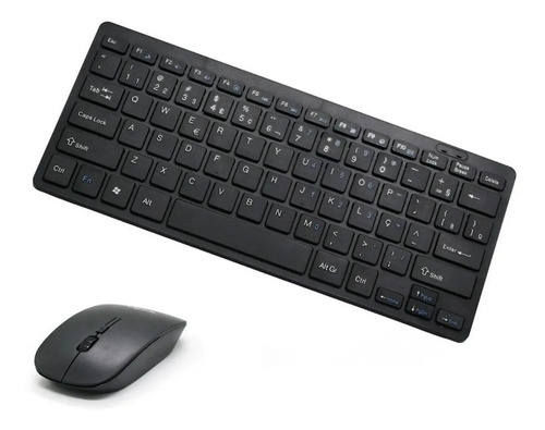 Imagem 2 de 5 de Kit Mini Teclado Mini Mouse Sem Fio 2.4g Ultra Slim Black